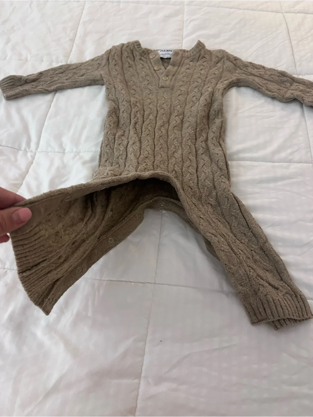 Old Navy Taupe Cable-Knit Infant One-Piece